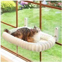 Kityhome Katzen-Hängematte Katzen-Fensterhängematte, bis 18 kg, abnehmbar, faltbar, (55*30cm),4 starke Saugnäpfe,Fensterliege für Katzen