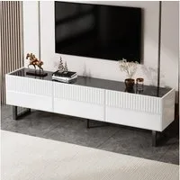 Odikalo Lowboard TV-Schrank TV-Ständer mit Schubladen (mit drei Schubladen, niedriges TV-Möbelstück. Klassisches Schwarz-Weiß-Design. 170 x 35x 47 cm (Länge x Breite x Höhe)