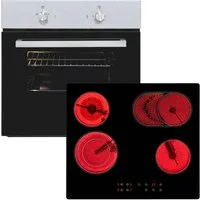 exquisit Backofen-Set BAKO Klassik 2 inox, Autarker Einbau-Ofen mit Ober-/Unterhitze, Sensor-Kochfeld