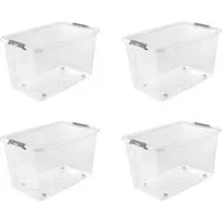 keeeper Aufbewahrungsbox Clipbox Leo (Set 4 St) 56 L, 59 x 38 x 35,5 cm (Set, 4 St), Schanierclips, Doppelöffnung, 90° drehbare Räder, fixierbarer Deckel