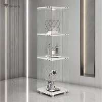 Simurq Glasvitrine mit LED-Touch-Licht und 360° Sockel für Deko und Figuren (1-St., 6 Varianten verfügbar) 360° drehbar, 38 × 38 cm Stellfläche, LED-Touch-Licht