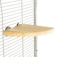 Happy Bird Vogelspielplatz Vogel Sitzecke aus Naturholz, Plattform zur Befestigung im Vogelkäfig, ca. 15x15x1,5 cm, 90° Winkel
