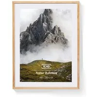 KHG Bilderrahmen 60x80 cm Natur, für 1 Bilder (stabile Glasfront, MDF-Holz-Rahmen foliert & Passepartout, 1 St), Premium-Rahmen für Fotos, Poster, Zertifikate & Collagen, MDF-Holz-Bilderrahmen, Glas, Passepartout
