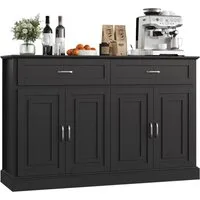 Homfa Sideboard Breite 140cm Küchenschrank Buffetschrank, mit Arbeitsplatte, verstellbaren Regalen, 140x39,5x92,5cm