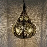 Casa Moro Deckenleuchten Orientalische Lampe Taza Schwarz Hängeleuchte mit Baldachin & Kette, ohne Leuchtmittel, Pendelleuchte Ramadan Lampe Deko LN3010