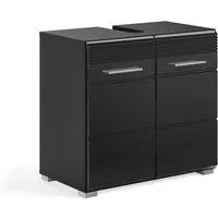xonox.home Waschbeckenunterschrank Linus Schwarz Nachbildung Hochglanz Melamin Modern 60x56x34 cm