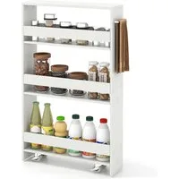 COSTWAY Küchenwagen, schmal, Nischenwagen 4 Ebenen, auf Rollen, 48x12,5x81cm