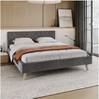 FDM Polsterbett ZUZA modern mit Bettkasten MADE IN EU - mit hochwertigem Velours Bezug (verfügbar 120x200 140x200 160x200 180x200cm, Bettrahmen, Bett, mit großen gepolsterten Kopfteil, ohne Matratze, Lattenrost aus Holz), ohne Matratze, Lattenrost au