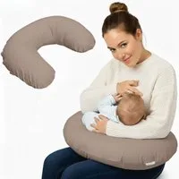 EMI & SAM Stillkissen 60x50 cm – Komfortables Schwangerschafts- & Stillkissen aus Baumwolle, Braun - Bezug mit Füllung