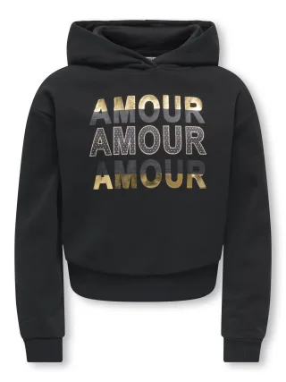 KIDS ONLY - KOGCOOPER LIFE HEART LS HOODIE SWT NOOS Black - Gr. - 164