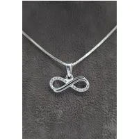 NAHLE Kette mit Anhänger Silberkette Infinity Unendlichkeitsschleife (inkl. Schmuckbox), mit Zirkonia