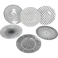MamboCat Frühstücksteller 6er Set Kuchen-/Dessertteller Seoul 20,5cm schwarz & weiß