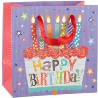 Idena Tragetasche Geschenktasche - Geburtstag, Kerzen, 16 x 16 x 9 cm, 210g/m²
