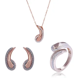 Orphelia 'Tilou' Damen-Set aus 925er Sterlingsilber: Halskette + Ohrringe + Ring - Rosé SET-7441