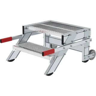 Munk Arbeitspodest fahrbar, Stufenbreite 600 mm, Stahl-Gitterrost - 050430