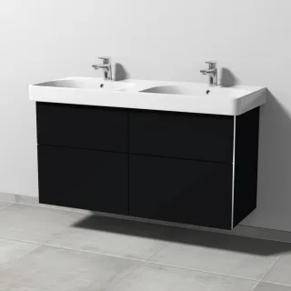 Sanipa 3way Waschtischunterbau zu Geberit Smyle Square Waschtisch mit 4 Auszügen, Schwarz-Matt BS67408