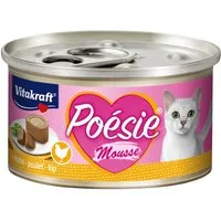 Vitakraft Katzenfutter Poesie Mousse, Huhn, 12 Dosen, Nassfutter für: Katzen