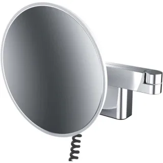 Emco evo LED-Rasier-/Kosmetikspiegel 109506040 chrom, Vergrößerung 5-fach, Ø 209 mm, 2-armig, rund, Stecker