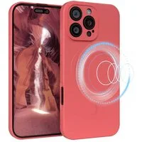 EAZY CASE Handyhülle für Apple iPhone 16 Pro Max Hülle Silikon 6,9 Zoll, MagSafe Silikonhülle Kameraschutz stoßfest Handyhülle Matt Hellrot