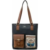DOGO Umhängetasche Multi Pocket Bag Shopper-Tasche The Wise Owl Damen, Handgefertigt