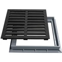 Marley Deutschland GmbH Erdschacht Gussrost mit Rahmen Nennmaß: 300x300mm, 30x30x2.5 cm, 2-St., laugen- und säurebeständig, PKW-befahrbar