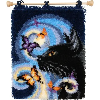 Knüpfteppich "Black Cat", 39 x 53 cm