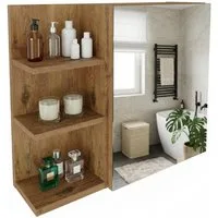 TREND WERK Spiegelschrank Badezimmer mit Ablage & Stauraum (59×16×50 cm Hängender Badezimmerschrank zur Wandmontage mit Regal) – modern & pflegeleicht