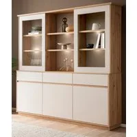 Furn.Design Buffet Kiruma (Buffetschrank in Kaschmir / Sand und Artisan Eiche, 5-türig, 202 x 199 cm) 15 Fächer und 3 Schubkästen, Soft-Close-Funktion