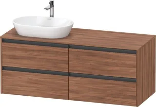 Duravit Ketho.2 Konsolenwaschtischunterbau wandhängend Nussbaum Matt 1400x550x568 mm - K24898L797900 K24898L79790000