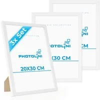 PHOTOLINI Bilderrahmen 3er Set modern mit bruchsicherem Acrylglas, Holz MDF, Fotos & Poster, für 3 Bilder (3er Set), Posterrahmen 20x30 cm zum Aufhängen & Aufstellen