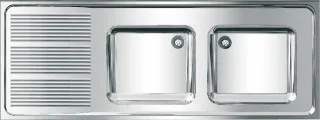 KWC Aquarotter Gewerbespüle, MAXIMA, Edelstahl, 2 Becken, 1600x382x600 mm, Tropfteil li, 2000057708 2000057708