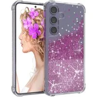 EAZY CASE Handyhülle Liquid Glittery Case für Samsung Galaxy S24 6,2 Zoll, Bumper Case Back Cover Glitter Glossy Handyhülle Etui Violett Lila