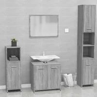 vidaXL Badmöbel-Set, Badmöbel-Set Grau Sonoma Holzwerkstoff