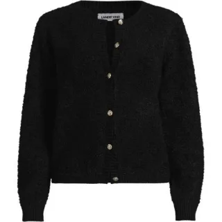 Bouclé-Cardigan mit goldfarbenen Knöpfen, Damen,  Rot, Wolle/Polyester/Polyacryl, by Lands' End