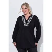 MIAMODA Longshirt Longsleeve A-Linie Tunika-Ausschnitt Spitzendruck