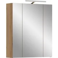 welltime Spiegelschrank FLORENZ, inkl. Beleuchtung, Breite 60 cm, 3 Spiegeltüren (TOPSELLER) in verschiedenen Farben erhältlich, Badmöbel, Badschrank, Schrank, Bad