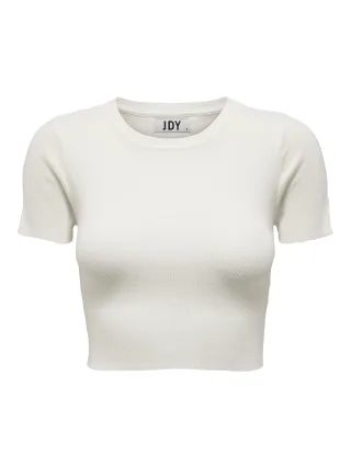 JDY - JDYCIRKELINE S/S CROP TOP KNT NOOS Cloud Dancer - Gr. - XL