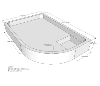 Neuesbad Wannenträger für Bette Corner 80x120x6,5 Viertelkreis SD22739