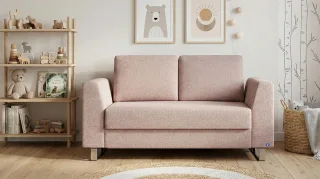 BRUNO Schlafsofa 120cm in Pink Blush Rosa | Klassik | stabiles Massivholz & Boxspringkomfort