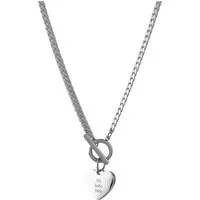 Hey Happiness Kette mit Gravur ‘Ich liebe dich', Edelstahl Kette T-Steg 18K Roségold vergoldet, Damen Kette Herz mit Knebelverschluss, Herzplättchen graviert