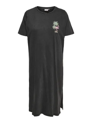 ONLY CARMAKOMA - CARMIKA FOLDUP S/S BLK SLIT DRESS JRS Black - Gr. - 48