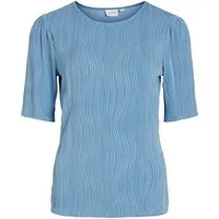Vila T-Shirt mit Strukturmuster und halblangen Ärmeln VINIRA O-NECK PUFF 2/4 TOP/R