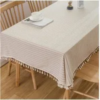 FOUORTUNATE-BEE Tischdecke Boho Tischdecke Beige Abwaschbare Tischdecke (für Küchentisch, Outdoor, Camping, Hochzeiten, Geburtstag)