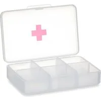 Berilo Pillendose PILLENBOX mit 6 Fächer aus Kunststoff Pillendose Tablettenbox 21, Tablettendose Medikamentendose Medikamentenbox Pillen Dose