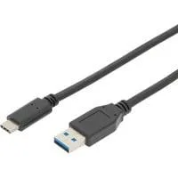 USB 3.2 Gen 2 Anschlusskabel USB-A > USB-C schwarz, 1 Meter, PD, Laden mit bis zu 15 Watt