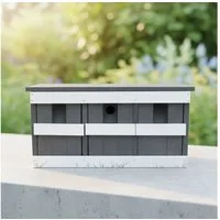 Melko Nistkasten Nisthöhle 3 Nistkammern Vogelhaus Spatzenhaus Spatzenvilla, drei getrennten Nistkammern, ideal zur gleichzeitigen Brut