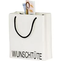 GILDE Spardose WUNSCHTÜTE - Spardose - weiß aus Porzellan - Geldgeschenk, (1xSpardose, 1 Stück), Spardose - Geldbeutel - Geschenk für Wünsche - Geburtstag