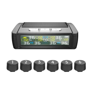 Tire Pressure Monitor System 6-Wheel Solar RV Tire Pressure Monitoring Supports Atmospheric Pressure Tire Pressure Monit