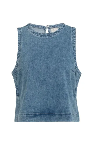 Yaya - Ärmelloses Jeans-Top blau - Gr. - 34