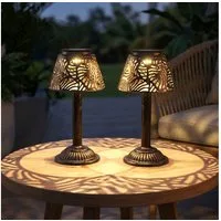 GLOBO LIGHTING LED Gartenleuchte, LED-Leuchtmittel fest verbaut, 2er Set LED Solar Lampen Garten Terrassen Weg Steck Erdspieß Tisch